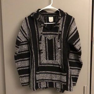 Mexican Baja pancho hoodie sweater